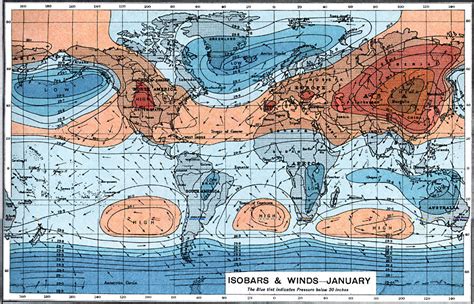 Global Isobars And Winds January