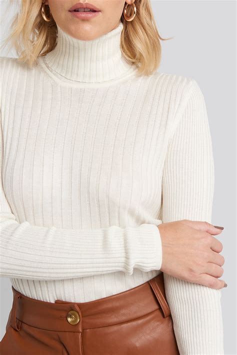 Ribbed Turtleneck Sweater White Na