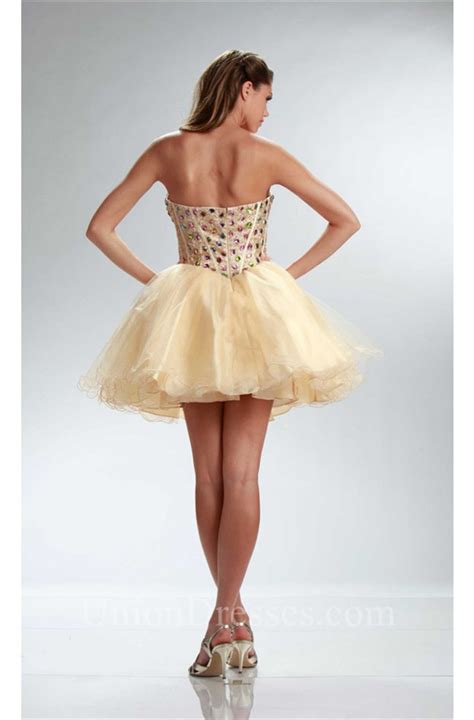 Ball Sweetheart Short Champagne Tulle Beaded Tutu Cocktail Prom Dress