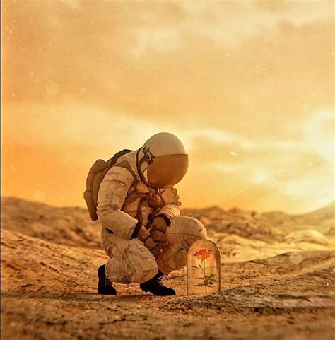 An Astronaut Kneeling Down In The Desert
