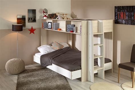 Lits superposés colosse | lits superposes 2+1 blanc. Lit superpose Team Acacia clair/blanc