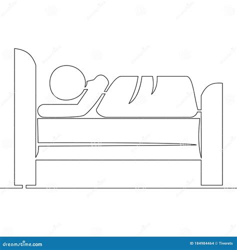 Continuous Line Drawing Sleep Control Icon Concept Stock Vector