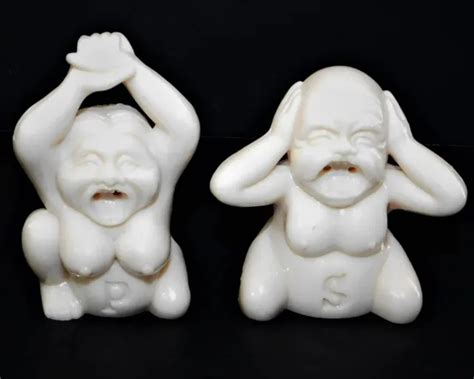 Vintage Naked Weird Screaming Old Man Woman Plastic Salt Pepper Shakers Novelty Picclick