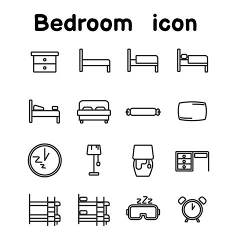 Bedding Icon Thin Line Style Isolated On White Backgroundbedroom And