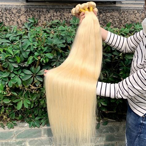613 Cuticle Aligned Wholesale Virgin Brazilian 36 40 Inch Blonde Human Hair Extension Russian