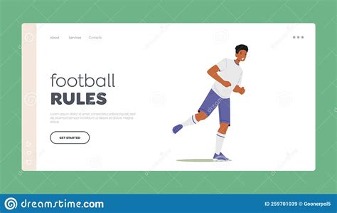 football rules landing page template sportsman playing soccer stock vector illustration of