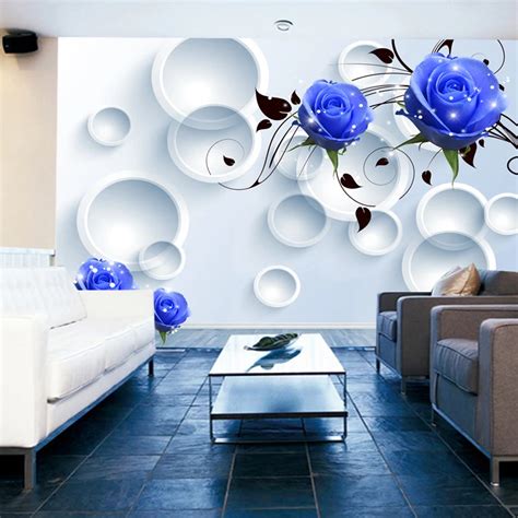Beibehang Customize Any Size 3d Wallpaper 3d Living Room Modern Blue