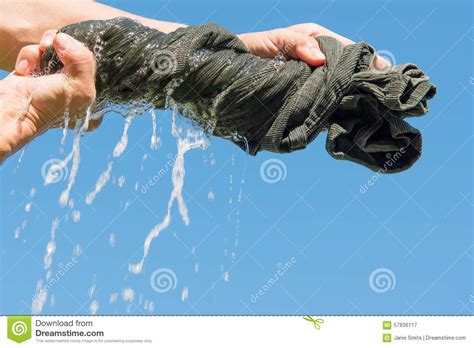 Squeezing Of Wet Fabric Stock Image Image Of Wind Housework 57836117