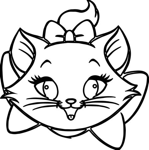 Kawaii Kitten Coloring Pages Cute Beautiful Cat Face Coloring Page