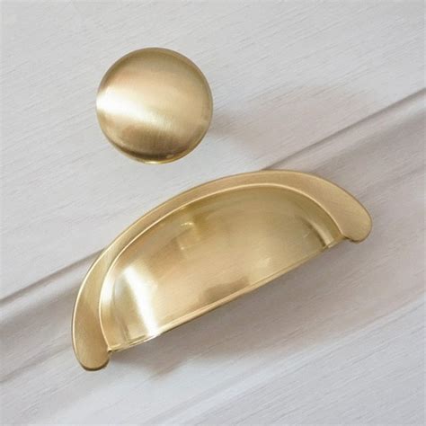 3 Brushed Gold Cup Pulls Dresser Knobs Drawer Pulls Etsy Australia