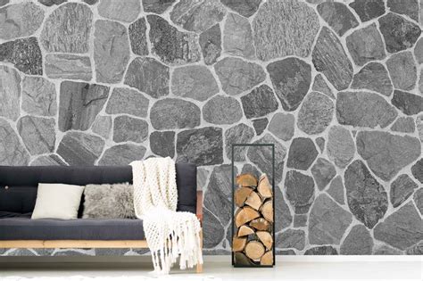 Wallpaper Mural Stone Wall In Shades Of Grey Muralunique