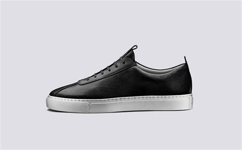 Sneaker 1 Mens Oxford Sneaker In Black Calf Leather With A White