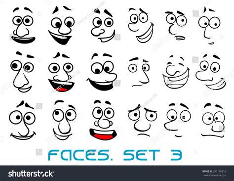 Cartoon Funny Faces Doodle Sketch Style Stock Vector
