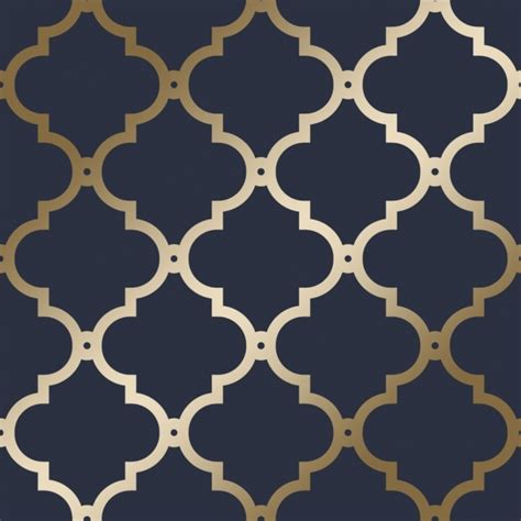 I Love Wallpaper Morocco Trellis Wallpaper Navy Gold