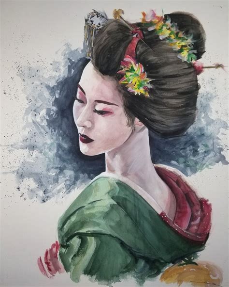 Geisha Girl Watercolor 22x30 On Watercolor Paper Geisha Art Geisha