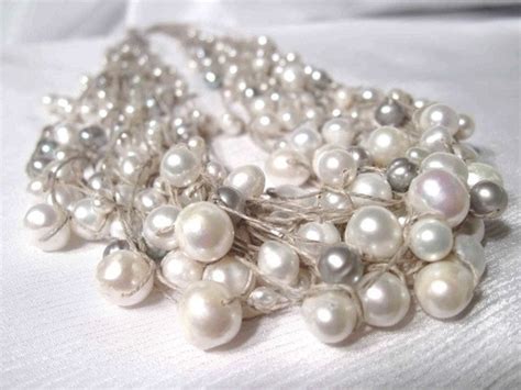 Multi Strand Pearl Necklace Fine Wedding Jewelry White Cream Etsy