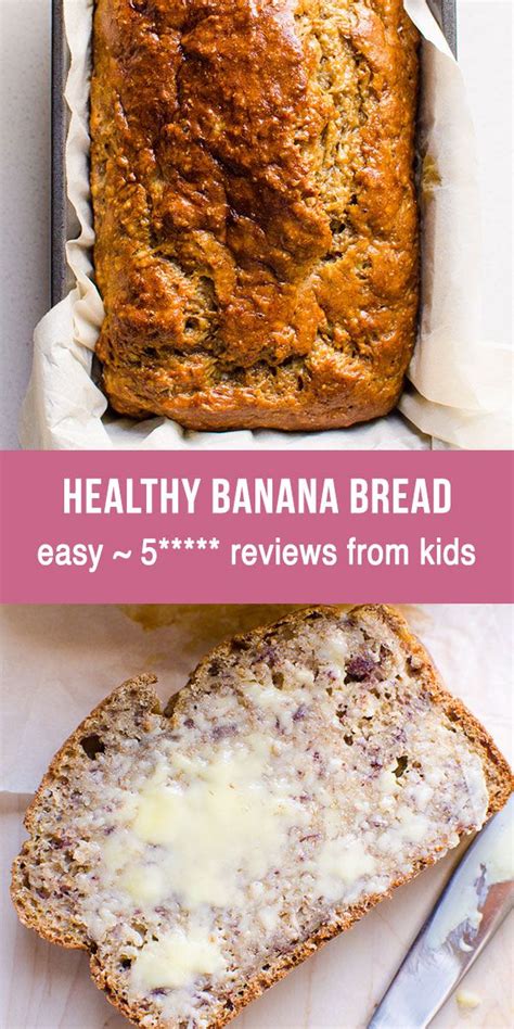Healthy Banana Bread with applesauce, whole wheat flour ...