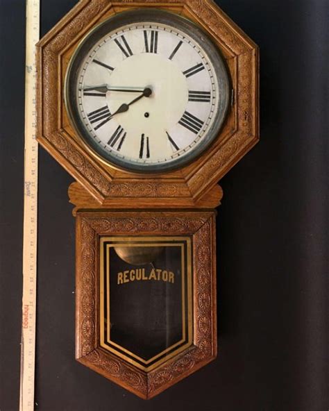 Victorian Pressed Oak Sessions Regulator Clock May 24 2020 Aaa
