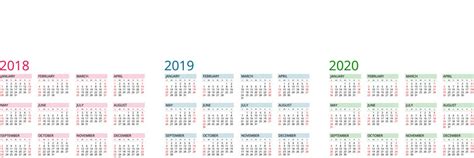 Calendar Template 2018 2019 And 2020 Years Vector Image