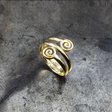 14k Solid Gold Greek Spiral Ring Handmade Twist Grecian Ring Men
