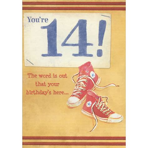 Designer Greetings Red Sneakers Age 14 14th Birthday Card For Boy