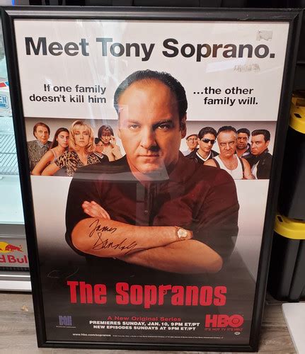 James Gandolfini The Sopranos Signed Framed 29x42 Original Hbo Poster