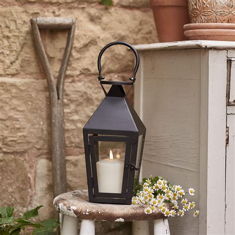 Cairns Black Garden Lantern With Truglow Candle Uk