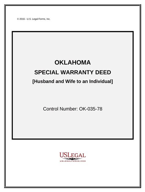 Oklahoma Warranty Deed Form Fill Out And Sign Printable Pdf Template
