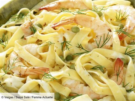 Tagliatelles aux crevettes rapide découvrez les recettes de cuisine de Femme Actuelle Le MAG