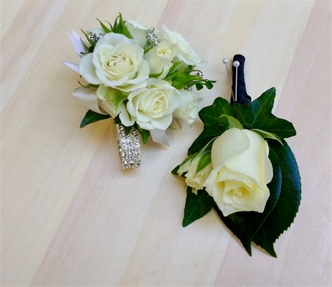 White Rose Corsages And Buttonhole Prom Corsage White Prom Corsage And