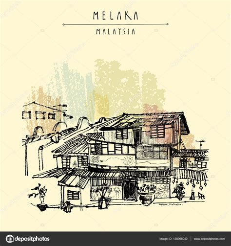 Old Historical Houses In Malaysia Stock Vector Image By Babayuka