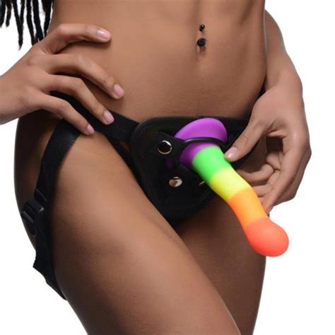 Proud Rainbow Silicone Dildo With Harness Sex Toys At Adult Empire