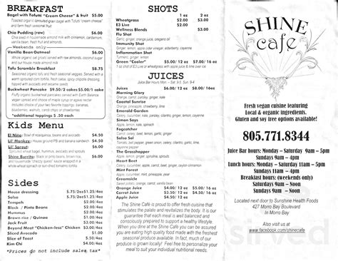 Pascagoula ms welfare programs and statistics. Menu For Sunshine Health Foods In Morro Bay California