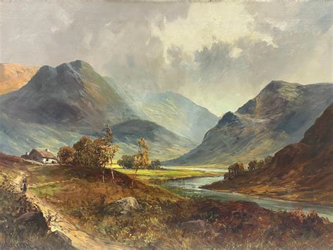 Francis E Jamieson Beautiful Antique Scottish Highlands Oil Painting