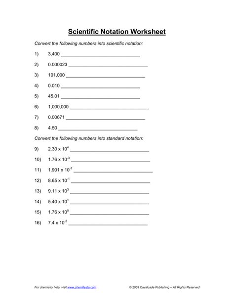 Putting Numbers Into Scientific Notation Worksheet