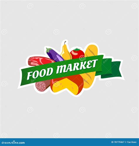 Food Market Sign Stock Vector Illustration Of Green 78779467