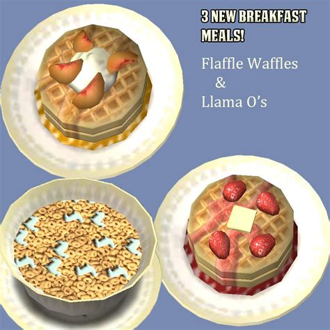Mod The Sims 3 Breakfast Options Flaffle Waffles And Llama Os Cereal