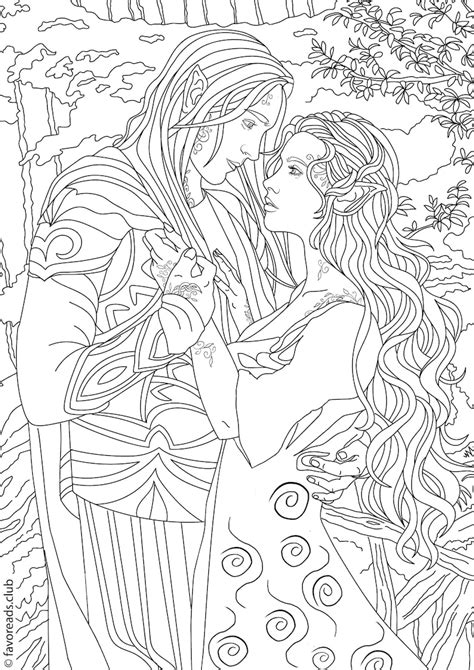 Fantasy Romance Printable Adult Coloring Page From Favoreads Etsy Denmark