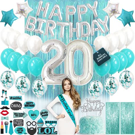 20th Birthday Decorations Party Supplies 20th Balloons Teal Etsy