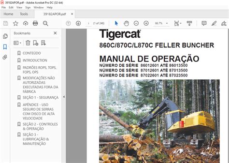 Tigercat C C L C FELLER BUNCHER MANUAL DE OPERAÇÃO PDF