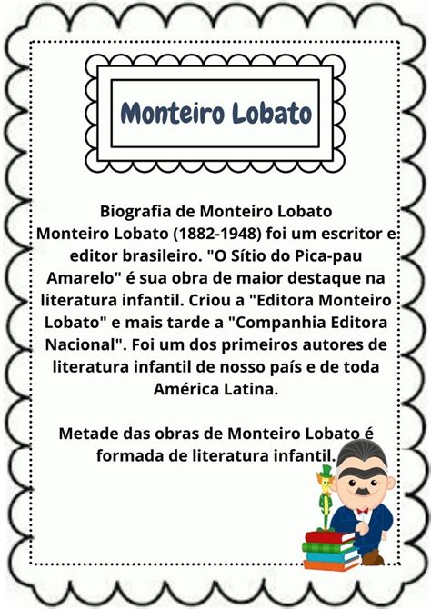 Monteiro Lobato Atividade Dia Do Livro Dia Nacional Do Livro Infantil Atividades