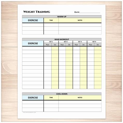 Weight Lifting Tracking Sheet