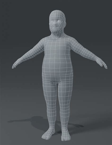 3d Model Fat Boy Kid Child Body Base Mesh 3d Model Vr Ar Low Poly