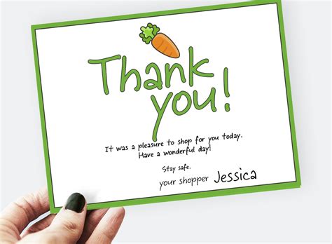 Food Delivery Thank You Note Shipt Printable Personalized Etsy