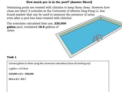 Volume How Much Pee Is In The Pool Teaching Resources