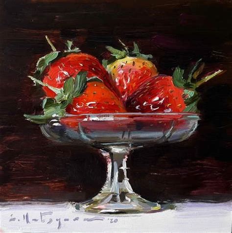 Daily Paintworks Spring Strawberries Original Fine Art For Sale