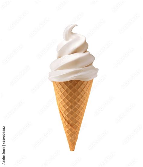 Realistic Soft Ice Cream Waffle Cone Soft Serve Ice Cream D Vector