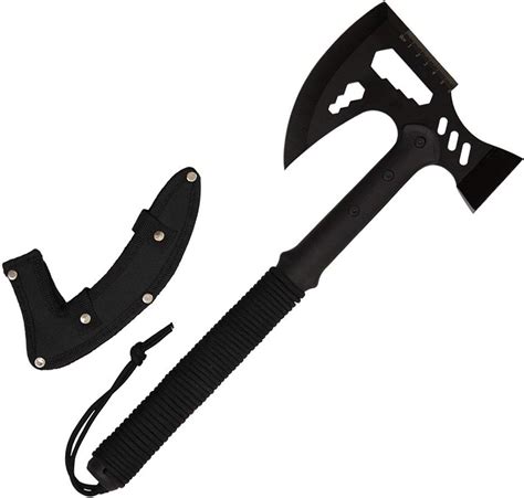 asr tactical 17 paracord wrapped survival axe with multi tool black blade sports