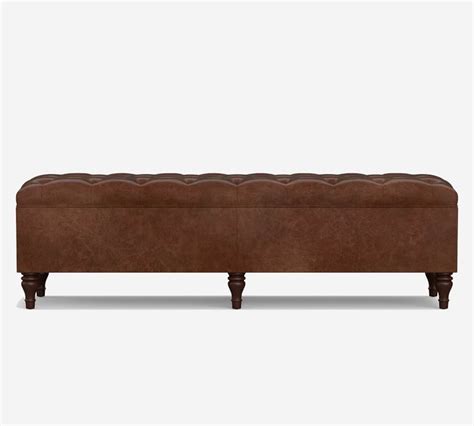 Lorraine Tufted Leather King Storage Bench Pottery Barn