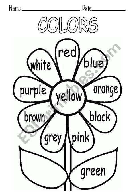 Bandw Vocabulary About Colours Esl Worksheet By Elenarobles29